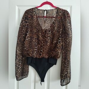 Cami NYC Leopard Print Bodysuit Small